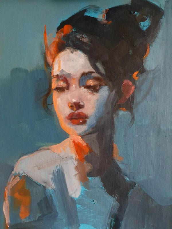 Woman with Red Lips