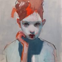 Girl touching Cheek