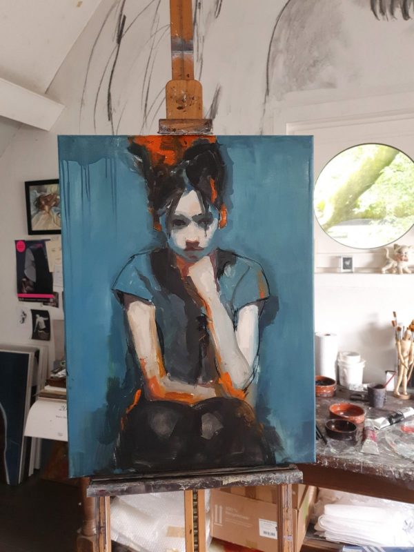 Girl in Blue with Chin on Hand - Image 3