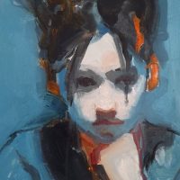 Girl in Blue with Chin on Hand - Image 2