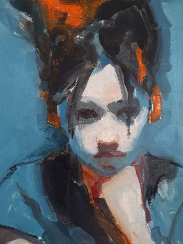 Girl in Blue with Chin on Hand - Image 2