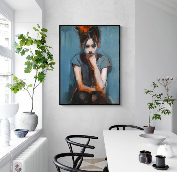 Girl in Blue with Chin on Hand - Image 7